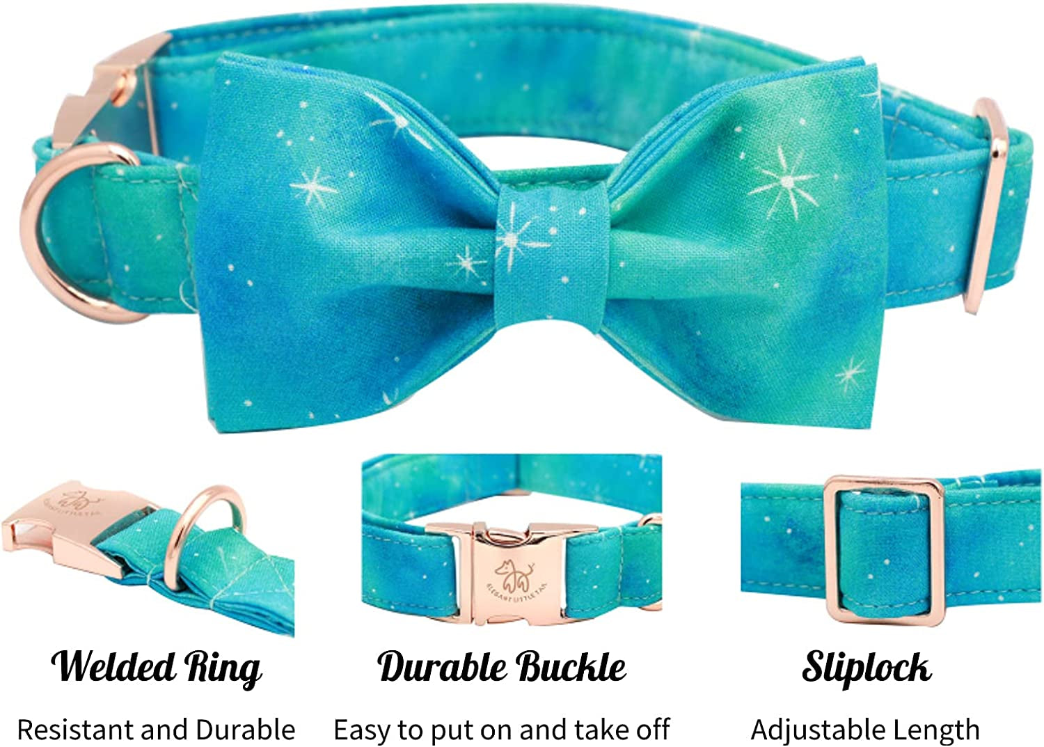 Colorful Dog Collar, Comfortable Dog Collar with Bow Adjustable Soft Bow Tie Dog Collars for Small Dogs