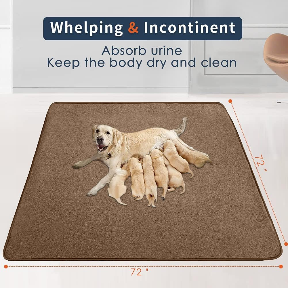 Washable Pee Pads for Dogs 65"X45"/72"X72" Extra Large 72"X72" Reusable Puppy Pads Waterproof Pet Training Pads, Non-Slip Dog Mats Fast Absorbent Whelping Pads for Playpen Mat