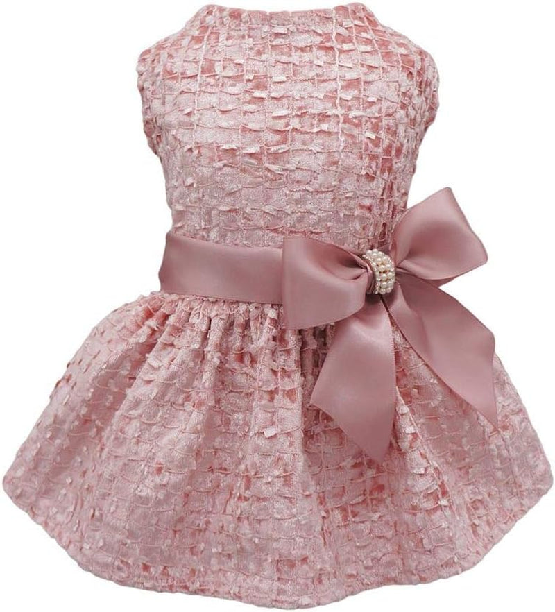 Embroidery Dog Dresses Pet Clothes Prom Dress Cat Party Gown Pink Large