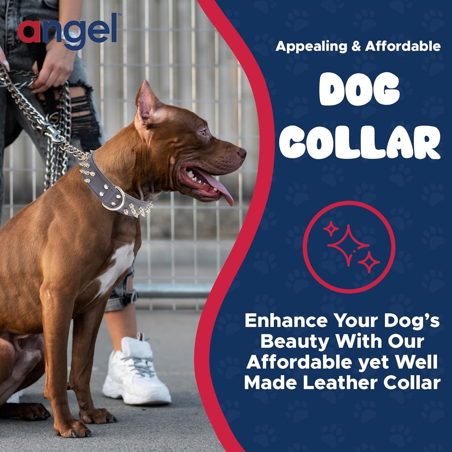 - Amsterdam Spiked Dog Collar, Genuine Leather Dog Collar for Large Dogs to Extra Large Dogs, Water-Resistant, Thick Dog Collar with D-Ring, Chocolate Brown Collar, 22 X 1.5 Inches