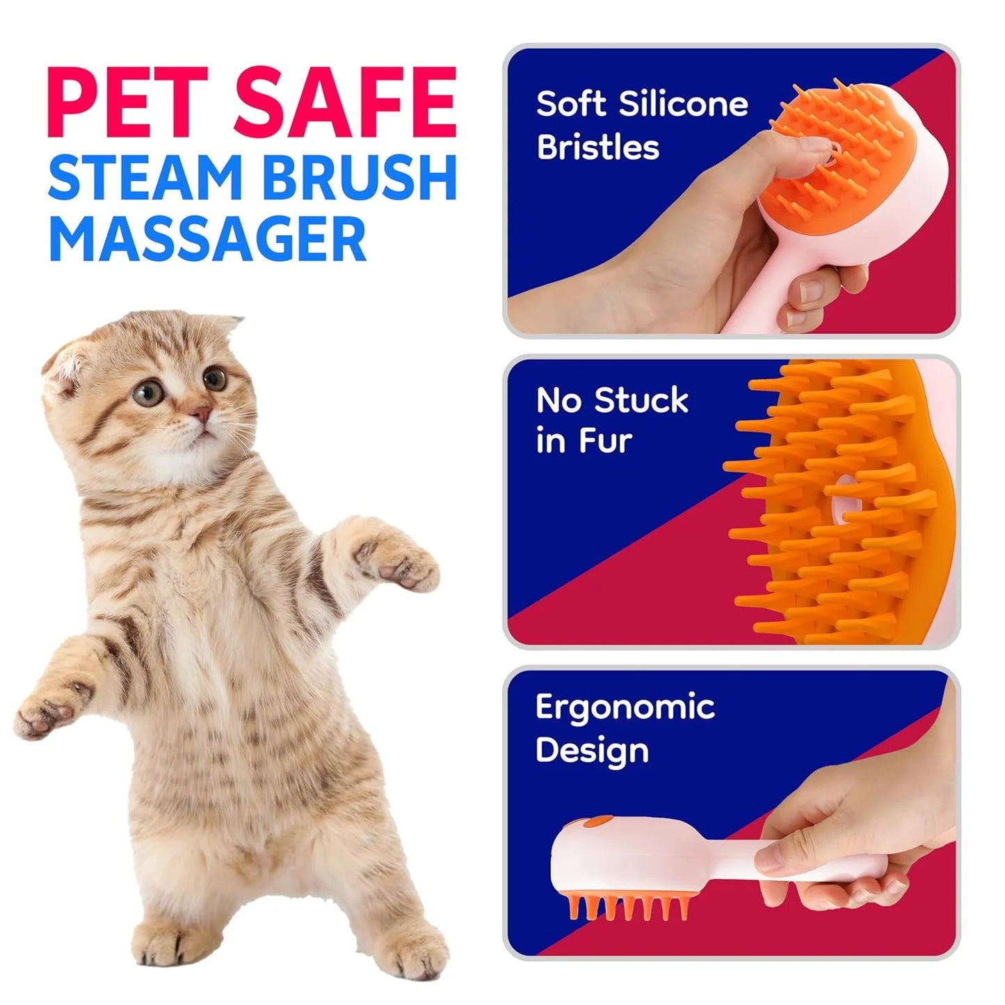 6-In-1 Rechargeable Pet Grooming Brush – Anti-Static Deshedding Tool for Cats & Dogs with Massage,Cleaning&Shedding Control | All-In-One Grooming Solution,Brushes for Indoor