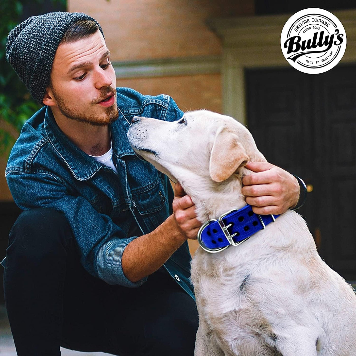 Pit Bull Collar, Dog Collar for Large Dogs, Heavy Duty Nylon, Stainless Steel Hardware (Medium, Black with Red Trim)