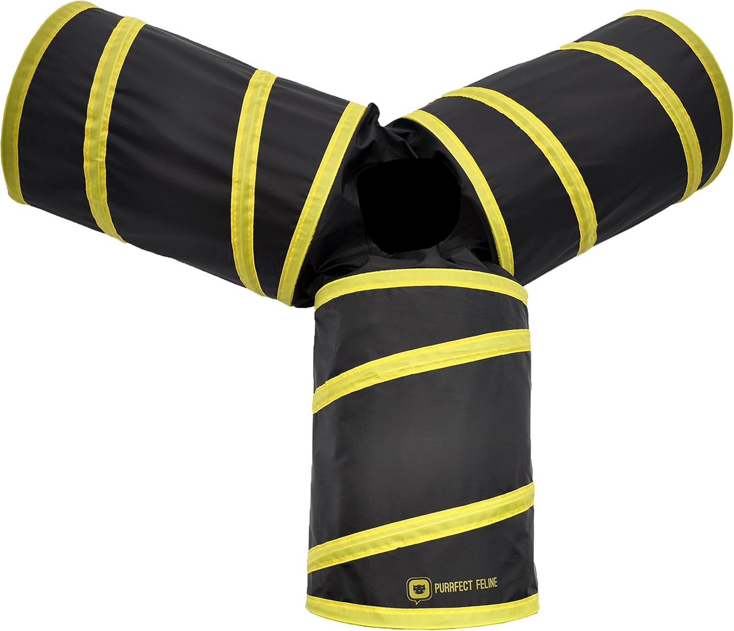 3-Way Cat Tunnels for Indoor Cats with Crinkle Cat Toy - Medium, Yellow