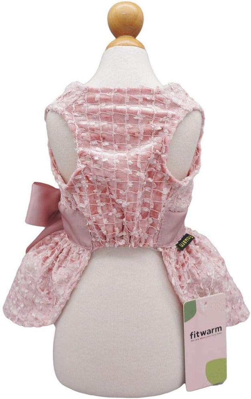 Embroidery Dog Dresses Pet Clothes Prom Dress Cat Party Gown Pink Large