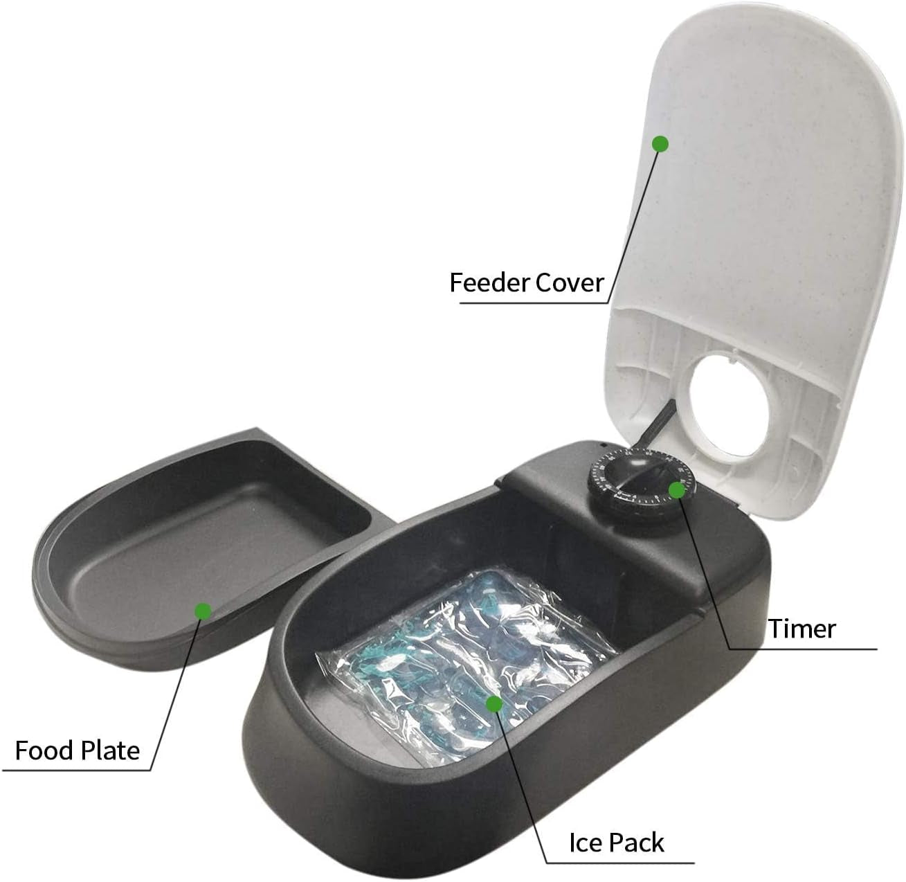 Automatic Pet Feeder for Dogs and Cats, 1.5 Cup Food Dispenser Feeder with 48-Hour Timer - Single