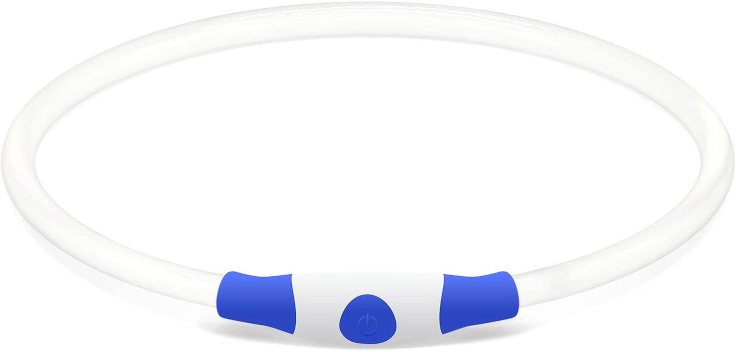 Light up Dog Collar, USB Rechargeable Flash Dog Necklace Light, Pet Safety Collar Makes Your Beloved Dogs Be Seen at Night for Small Medium Large Dogs(Blue)