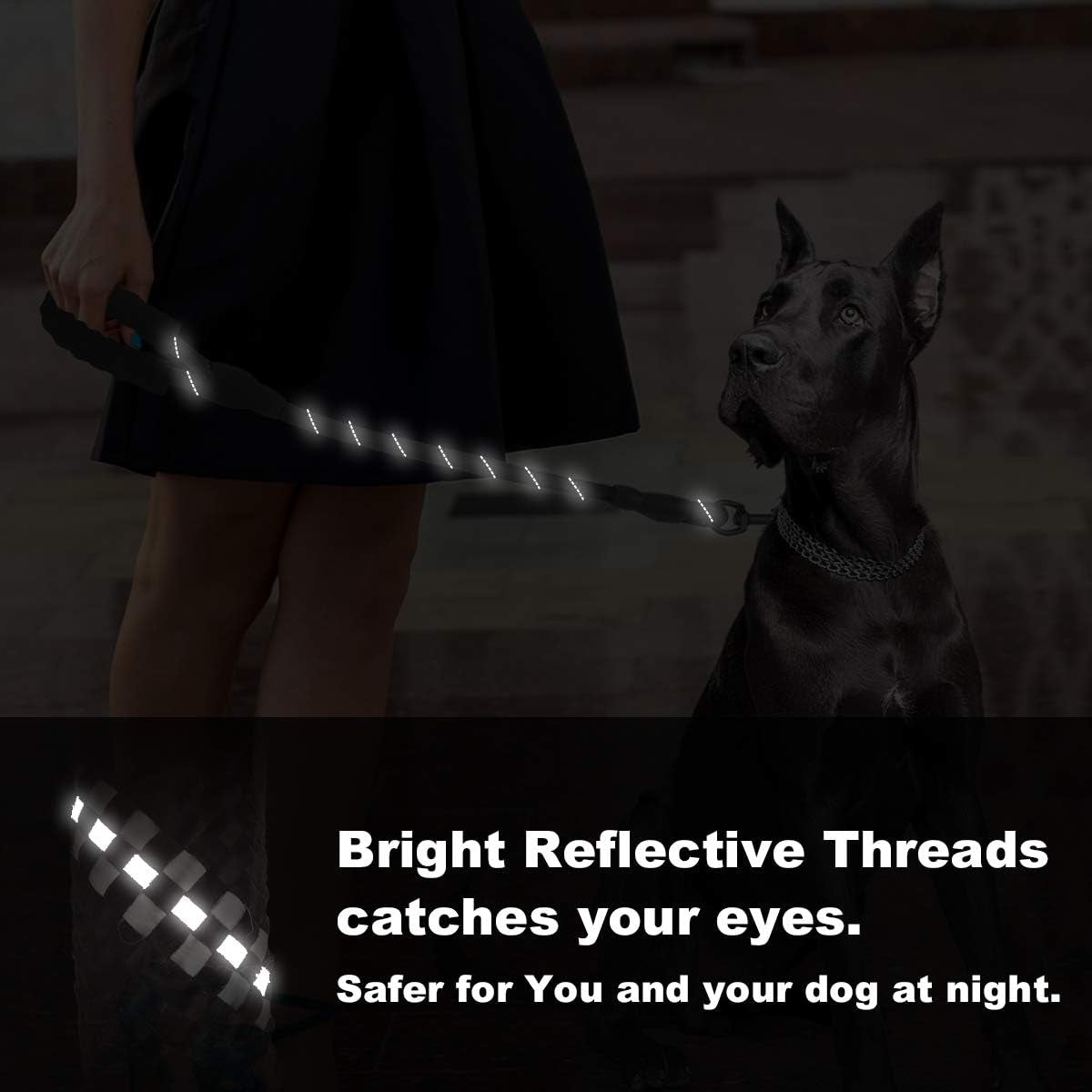 2/5 FT Strong Dog Leash with Soft Padded Handle and Highly Reflective Threads, Durable Dog Training Leash for Small Medium Large Heavy Duty Dogs Easy Control Dog Leads for Climbing Walking