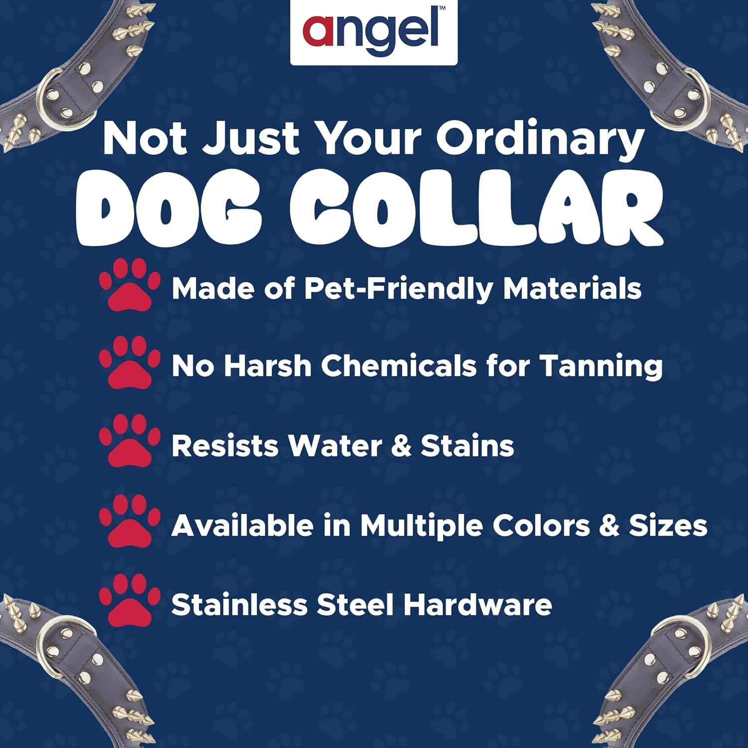 - Amsterdam Spiked Dog Collar, Genuine Leather Dog Collar for Large Dogs to Extra Large Dogs, Water-Resistant, Thick Dog Collar with D-Ring, Chocolate Brown Collar, 22 X 1.5 Inches