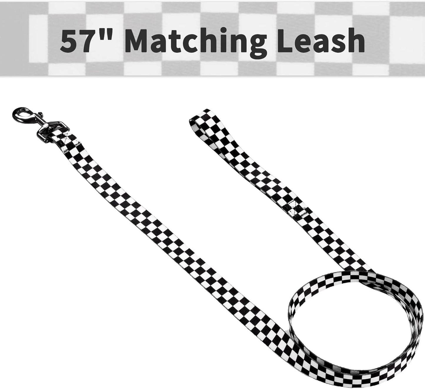 Dog Collar and Leash Set for Daily Outdoor Walking Running Training, Chess Board Design for Large Boys Girls Dogs Cats Pets, L-Up to 80LBS