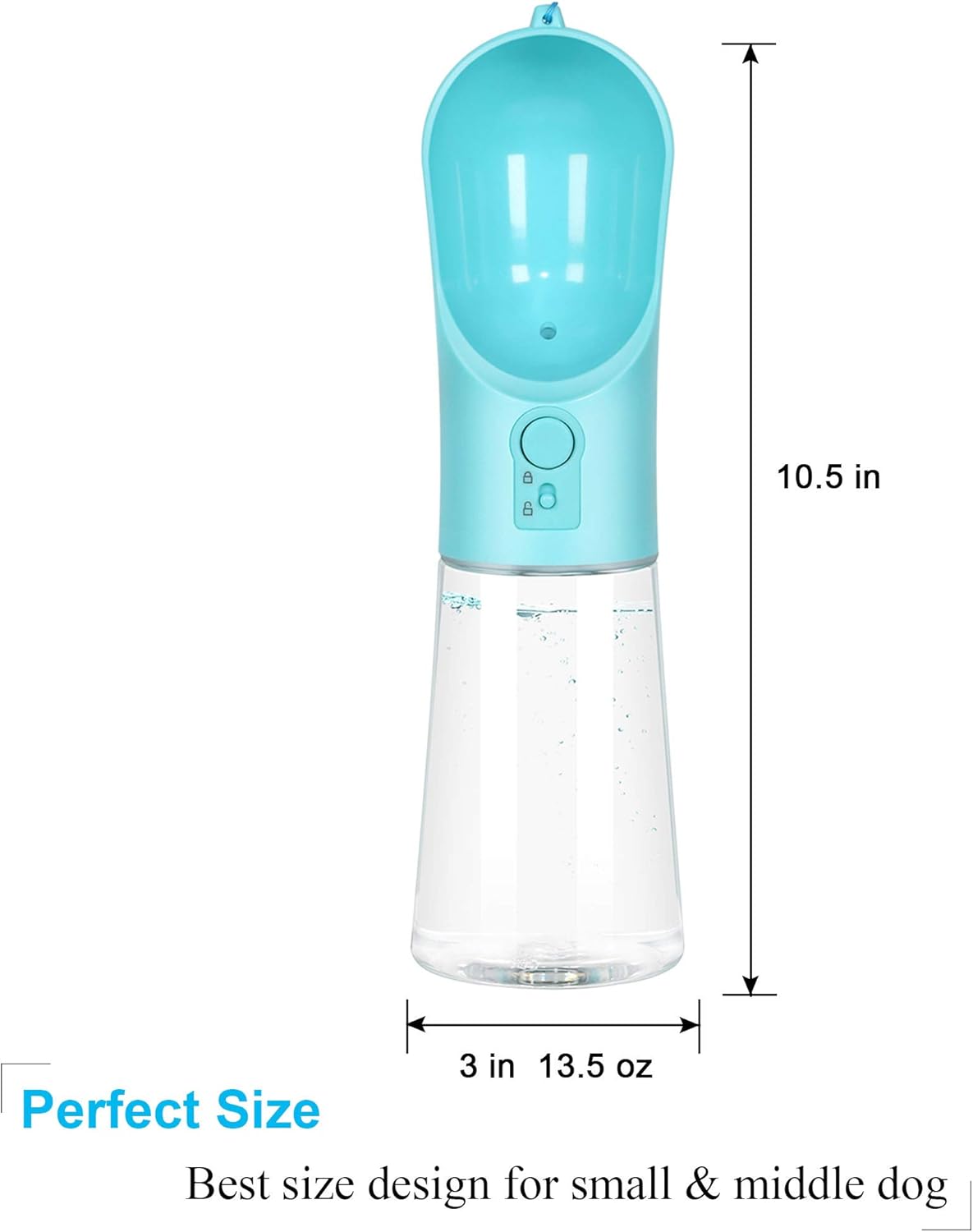 Dog Water Bottle Portable Pet Water Bottle Leak Proof Dog Water Dispenser, Lightweight Dog Travel Water Bottle Bowl for Walking 400Ml (Blue)