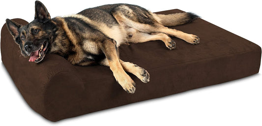 Barker Beds Headrest Extra Large Dog Bed (XL, Chocolate) – 7" Thick Soft & Comfortable Orthopedic Cushion – XL Dog Bed – Washable Microsuede Cover – Made in USA