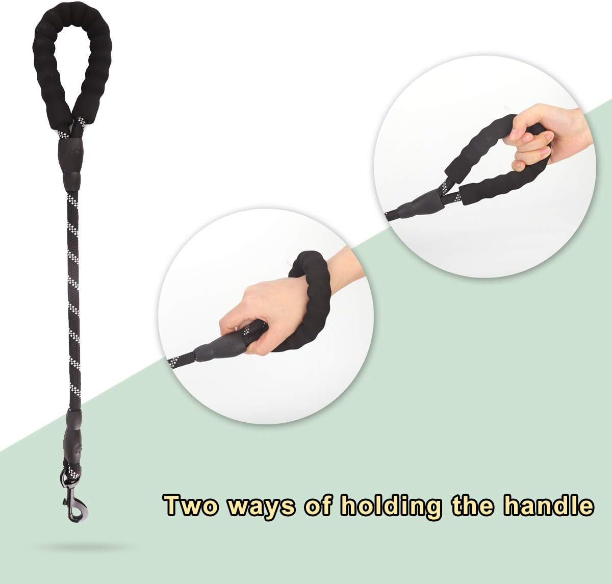 2/5 FT Strong Dog Leash with Soft Padded Handle and Highly Reflective Threads, Durable Dog Training Leash for Small Medium Large Heavy Duty Dogs Easy Control Dog Leads for Climbing Walking