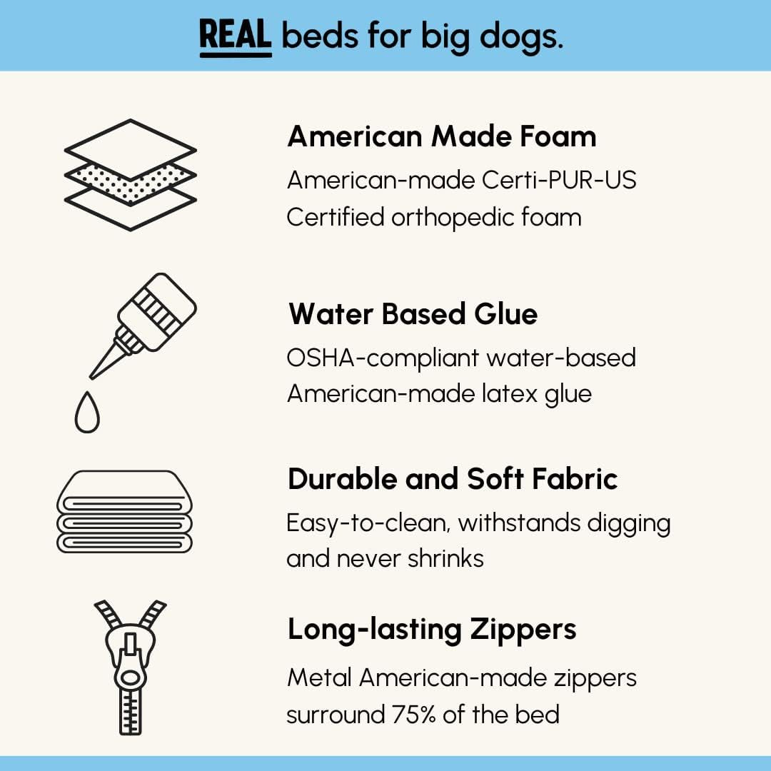 Barker Beds Headrest Extra Large Dog Bed (XL, Chocolate) – 7" Thick Soft & Comfortable Orthopedic Cushion – XL Dog Bed – Washable Microsuede Cover – Made in USA