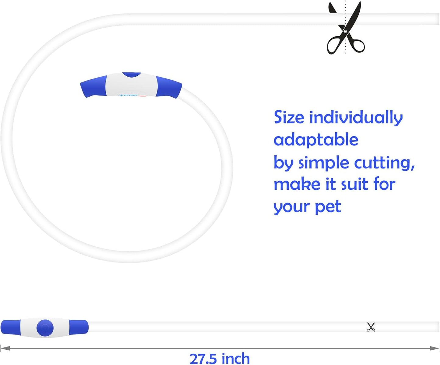 Light up Dog Collar, USB Rechargeable Flash Dog Necklace Light, Pet Safety Collar Makes Your Beloved Dogs Be Seen at Night for Small Medium Large Dogs(Blue)