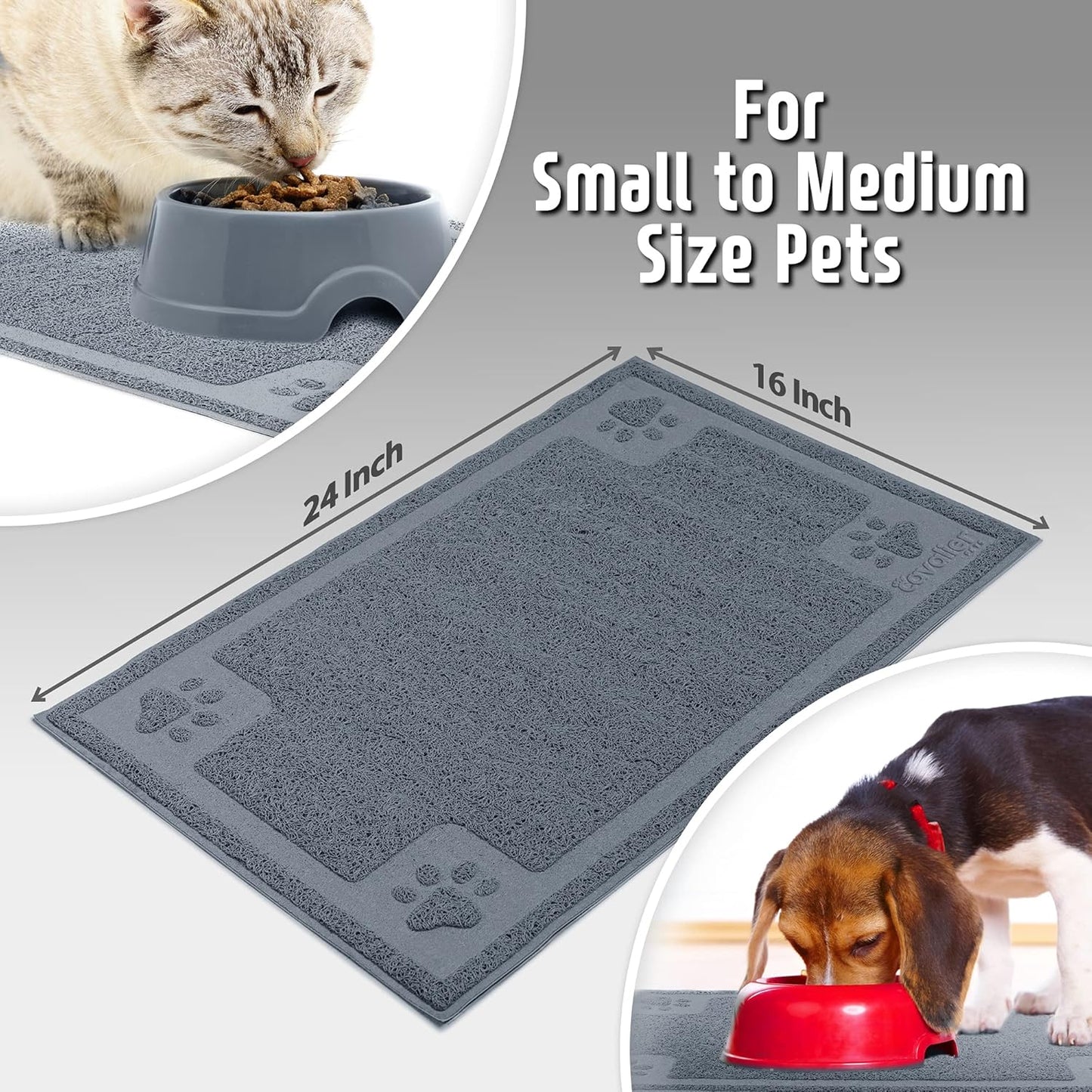 Bowl Mat for Cat and Dog, Silicone Non-Slip Absorbent Waterproof Dog Food Mat, Easy to Clean, Unique Paw Design