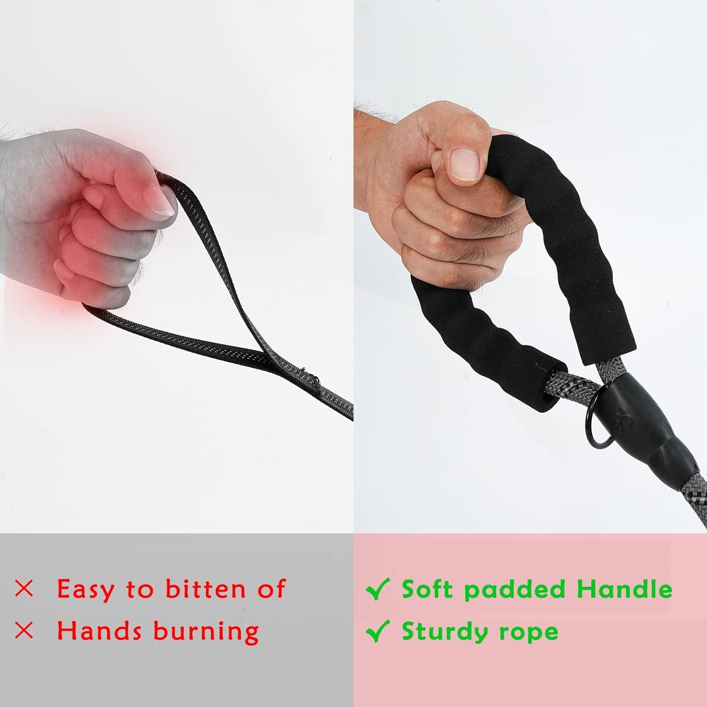 2/5 FT Strong Dog Leash with Soft Padded Handle and Highly Reflective Threads, Durable Dog Training Leash for Small Medium Large Heavy Duty Dogs Easy Control Dog Leads for Climbing Walking