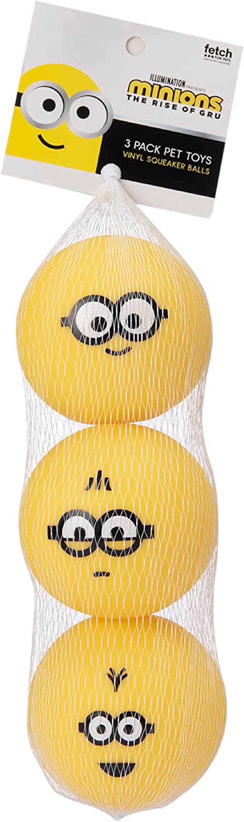 Bob, Kevin, and Otto Vinyl Squeaker Ball Dog Toys, 3 Pack | Yellow 3Pk Dog Toys| Gifts Fans and Their Pets | Officially Licensed Pet Product from Universal Studios