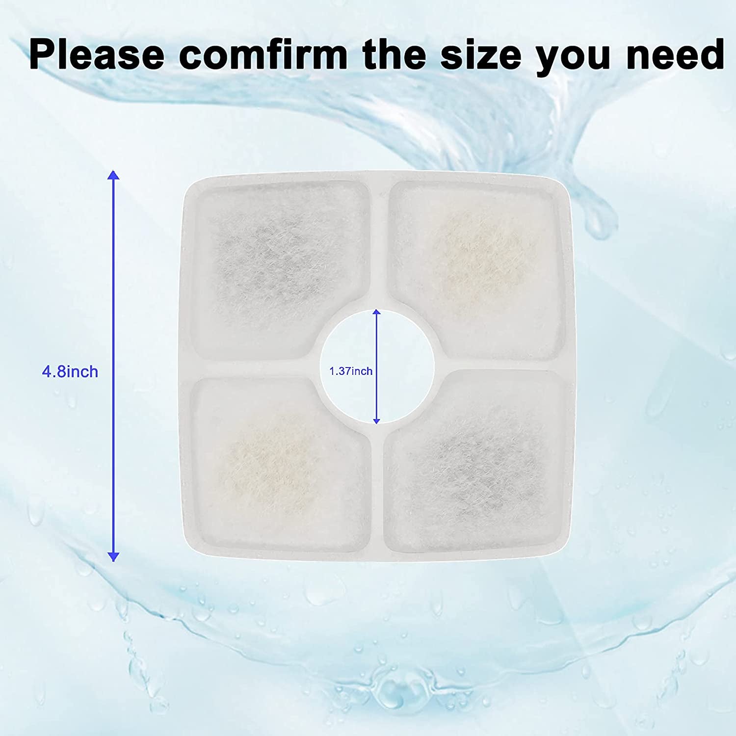 Cat Water Fountain Filters,  Cat Fountain Filter Replacement, for Square Cat Water Fountain inside (12 Pack)