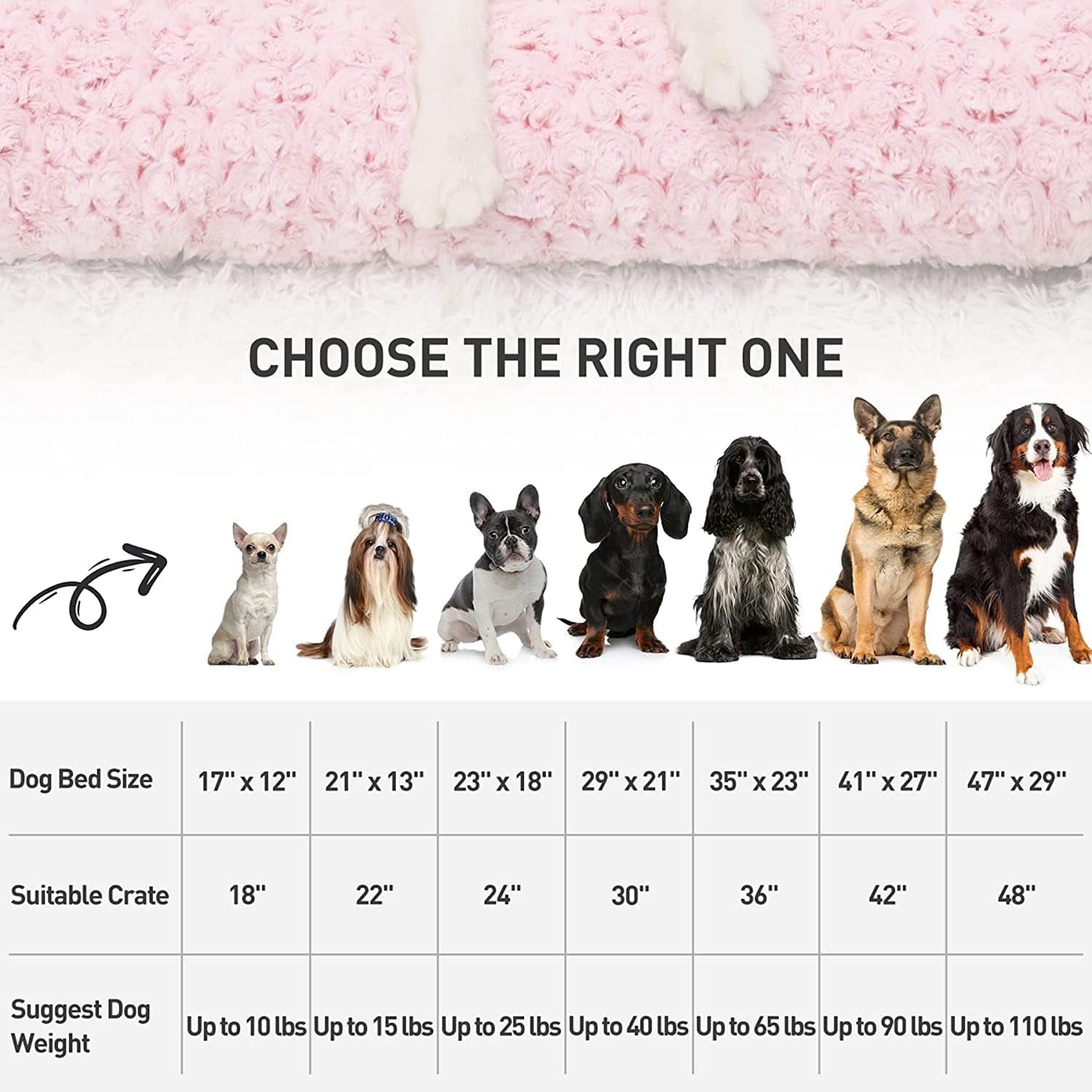 Washable Dog Bed Deluxe Plush Dog Crate Beds Comfy Kennel Pad Anti-Slip Pet Sleeping Mat for Large, Jumbo, Medium, Small Dogs Breeds, 29" X 21", Pink