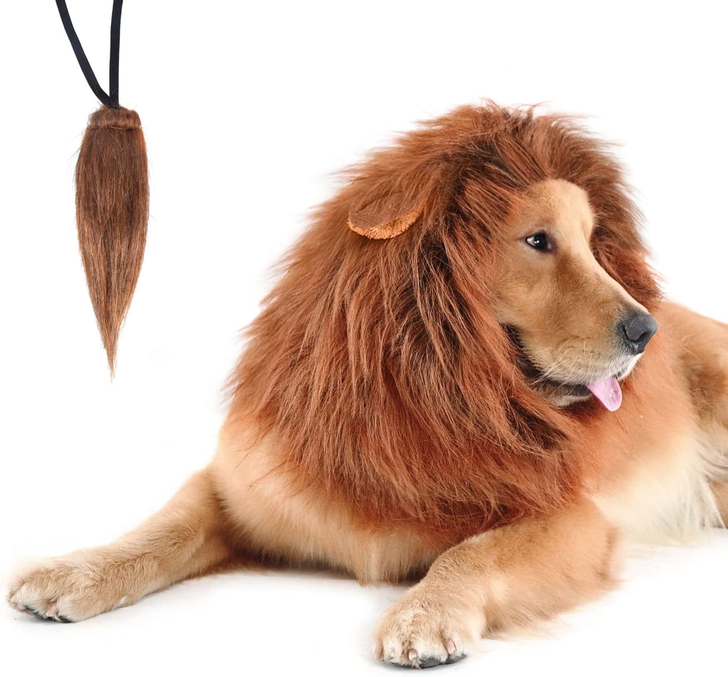 Lion Mane for Dog Costumes, Realistic Wig for Medium to Large Sized Dogs, Halloween Costumes (Dark Brown)