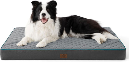 Orthopedic Dog Bed Large Sized Dog - Memory Foam Pet Mattress with Removable Washable Cover and Egg Crate Foam, Thick Flat Suitable for Pet up to 65 Lbs, 36X27X3.5 Inches, Grey