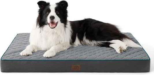 Orthopedic Dog Bed Large Sized Dog - Memory Foam Pet Mattress with Removable Washable Cover and Egg Crate Foam, Thick Flat Suitable for Pet up to 65 Lbs, 36X27X3.5 Inches, Grey