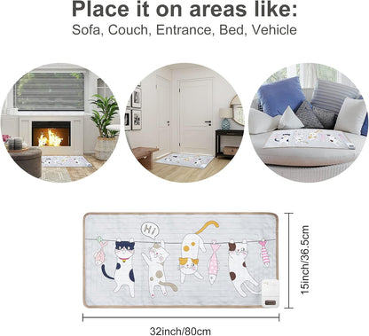 Shock Training Mat for Cats and Dogs, 31.5” X 15” Electric Polyester Printed Pet Repellent Mat, Touch Sensitive Pad for Indoor, Keeps Pets off Couch, Sofa, Counter-Cat Pattern