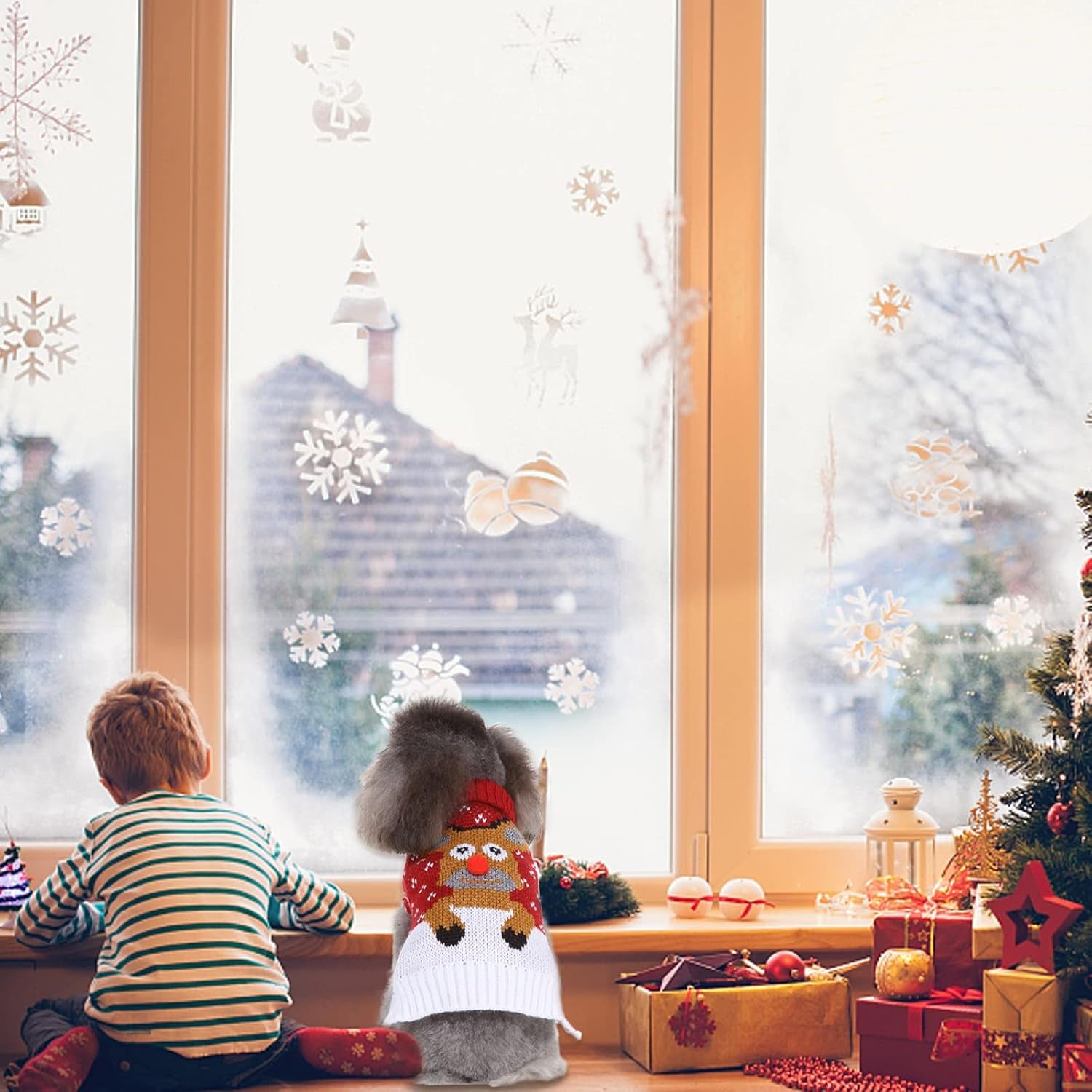 Dog Christmas Sweater, Pet Holiday Knitwear Warm Sweater for Small Medium Dogs, Pet Winter Outfit Xmas Reindeer Clothes Doggie Sweater (XL)