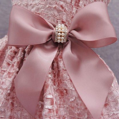 Embroidery Dog Dresses Pet Clothes Prom Dress Cat Party Gown Pink Large