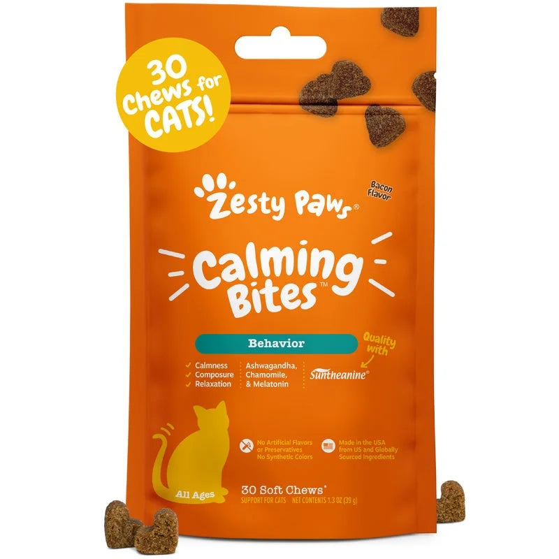 Calming Bites for Cats, for Calmness, Composure & Relaxation, Bacon 30 Ct