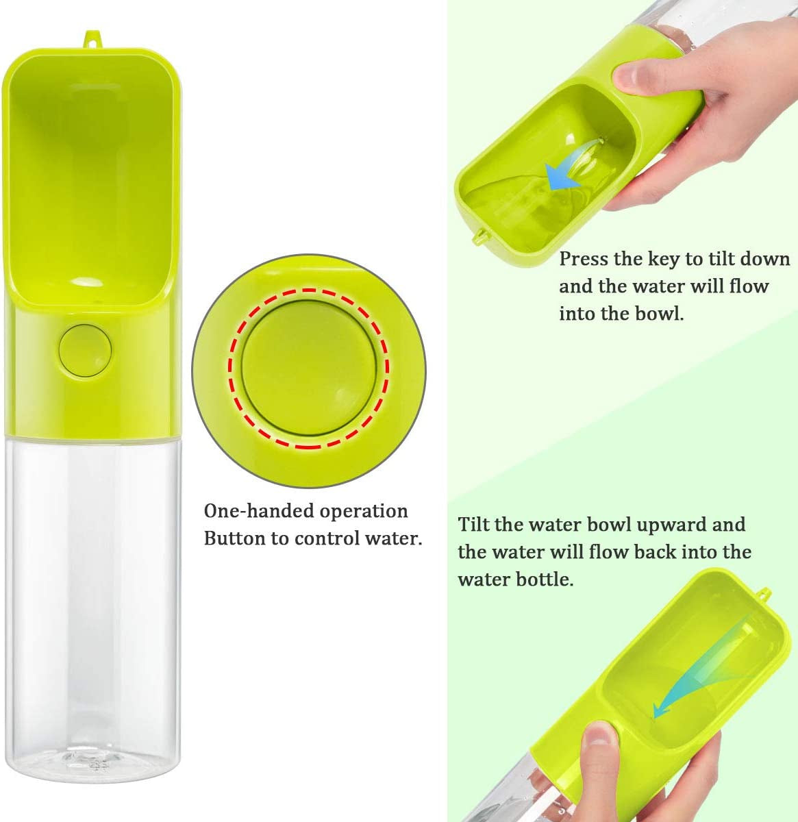 Dog Water Bottle Dispenser,Water Bottle for Dogs,Portable Dog Water Bottles for Walking Travel Pet Doggie Drinking Cup 15Oz (Green)