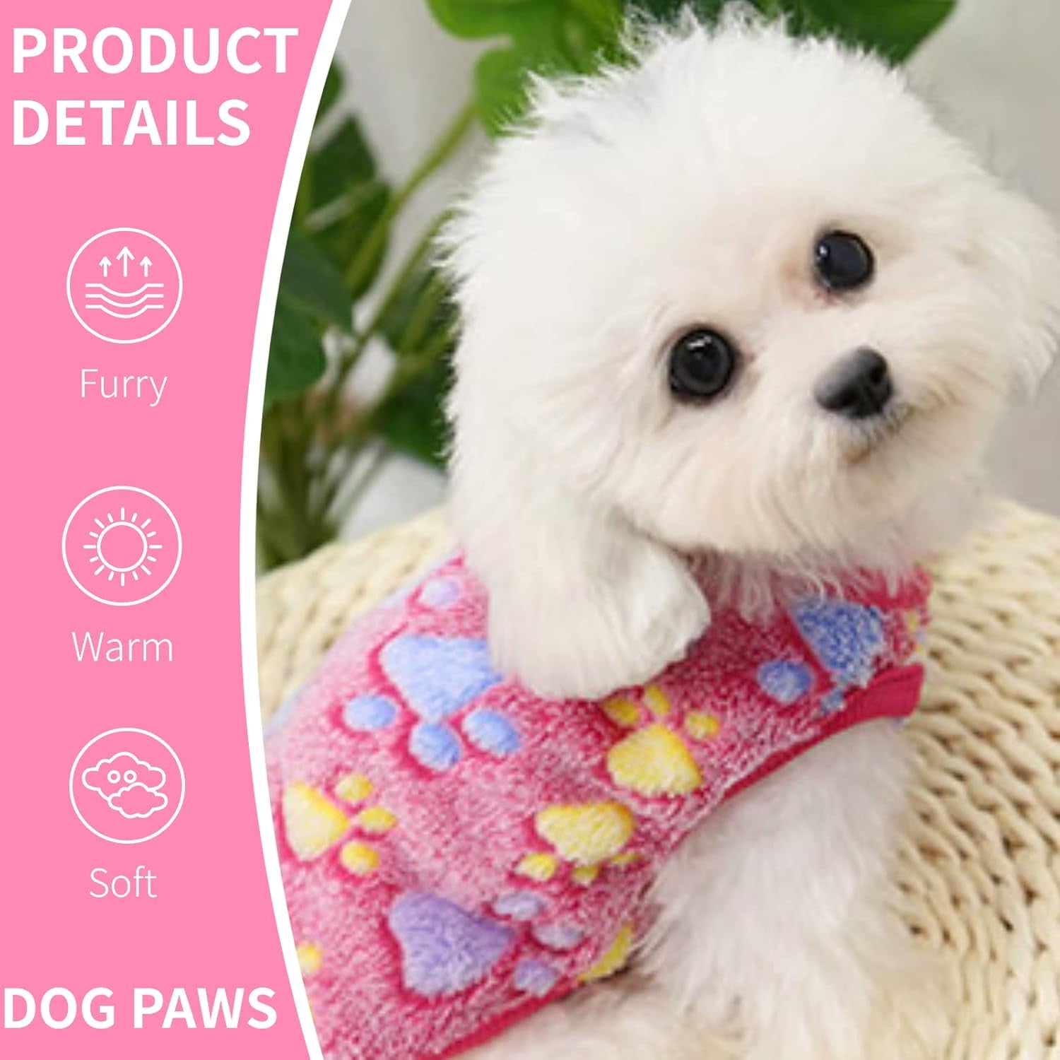 Dog Clothes Set of 2 Pet Clothes for Small Dogs Female Cute Girl Dog Clothes Tiny Dog Sweaters Fleece Cat Sweater Pomeranian Clothes Yorkie (Heart+Paw Print, X-Small)