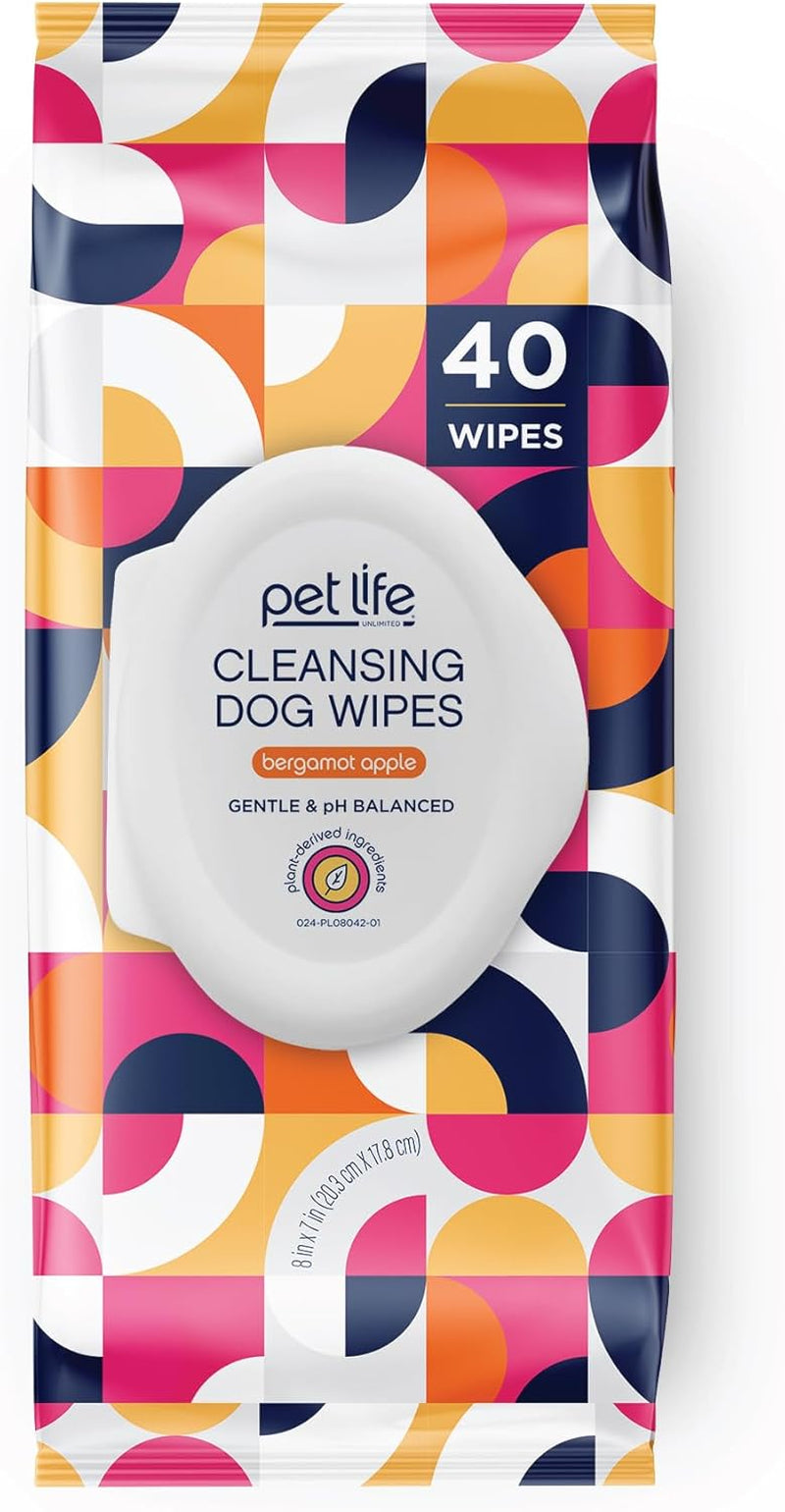 Pet Wipes for Dogs, Dog Cleaning Wipes - Plant-Based Dog Wipes with Moisturizing Aloe Leaf & Calendula - Made in the USA - Bergamot Apple Scent Dog Grooming Wipes - 40Ct (Pack of 1)