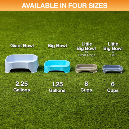 Large Water Bowl for Dogs, Outdoor Dog Water Bowl (1.25 Gallon Extra-Large Capacity), Big Trough Style Food Dish for Indoors or Outside, No Spill Large Dog Bowls, Gunmetal Grey