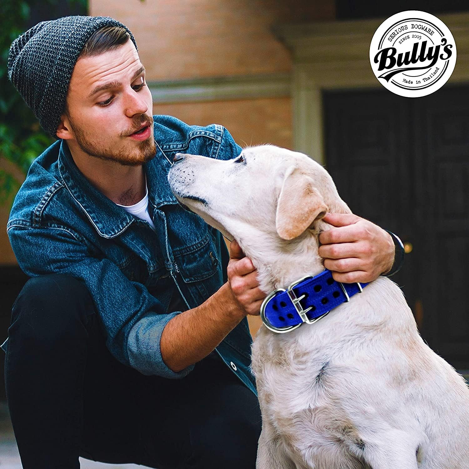 Pit Bull Collar, Dog Collar for Large Dogs, Heavy Duty Nylon, Stainless Steel Hardware (Medium, Black with Red Trim)