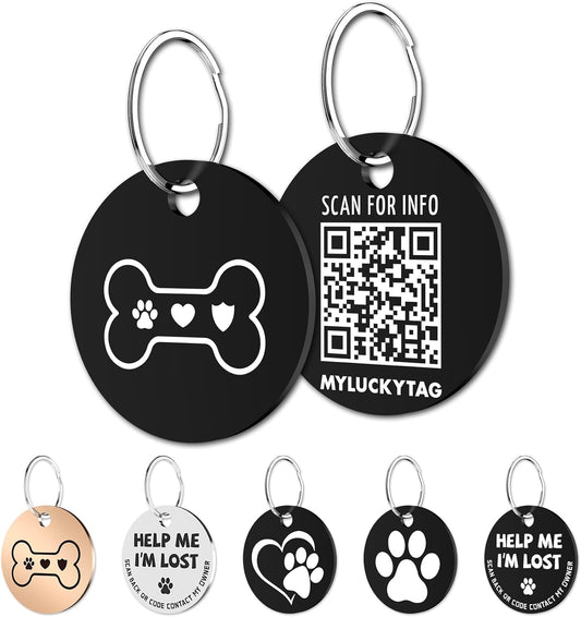 Stainless Steel QR Code Dog Tags - Scan QR for Instant Pet Location Alert Email