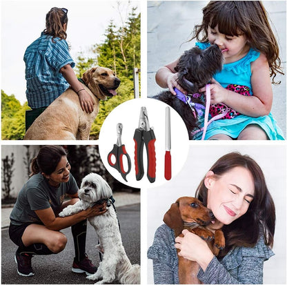 Dog Nail Clippers and Trimmer Set, Anipaw Stainless Steel Non Slip Handles & Razor Sharp Blades, Safety Guard to Avoid Over-Cutting, Grooming Tool for All Small Large Pets, Free Nail File
