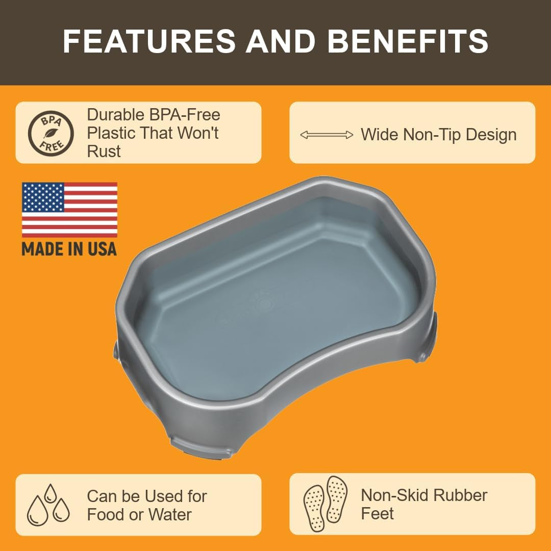 Large Water Bowl for Dogs, Outdoor Dog Water Bowl (1.25 Gallon Extra-Large Capacity), Big Trough Style Food Dish for Indoors or Outside, No Spill Large Dog Bowls, Gunmetal Grey