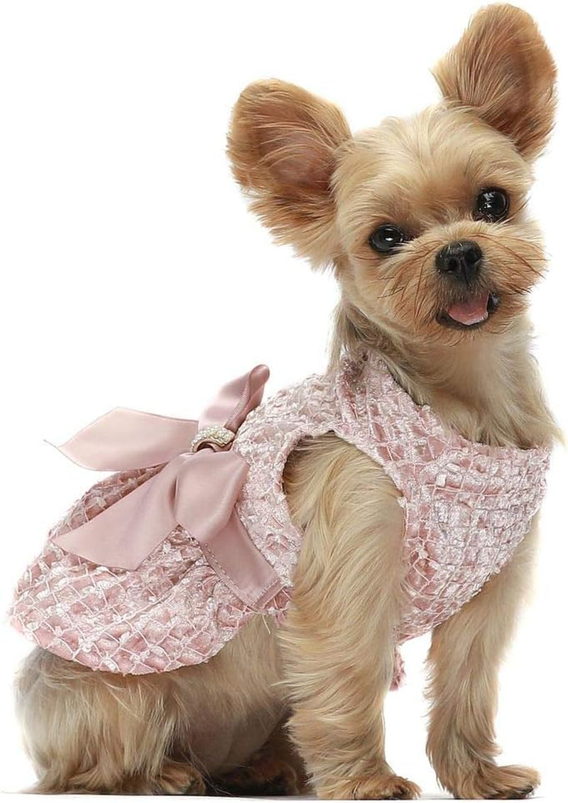 Embroidery Dog Dresses Pet Clothes Prom Dress Cat Party Gown Pink Large
