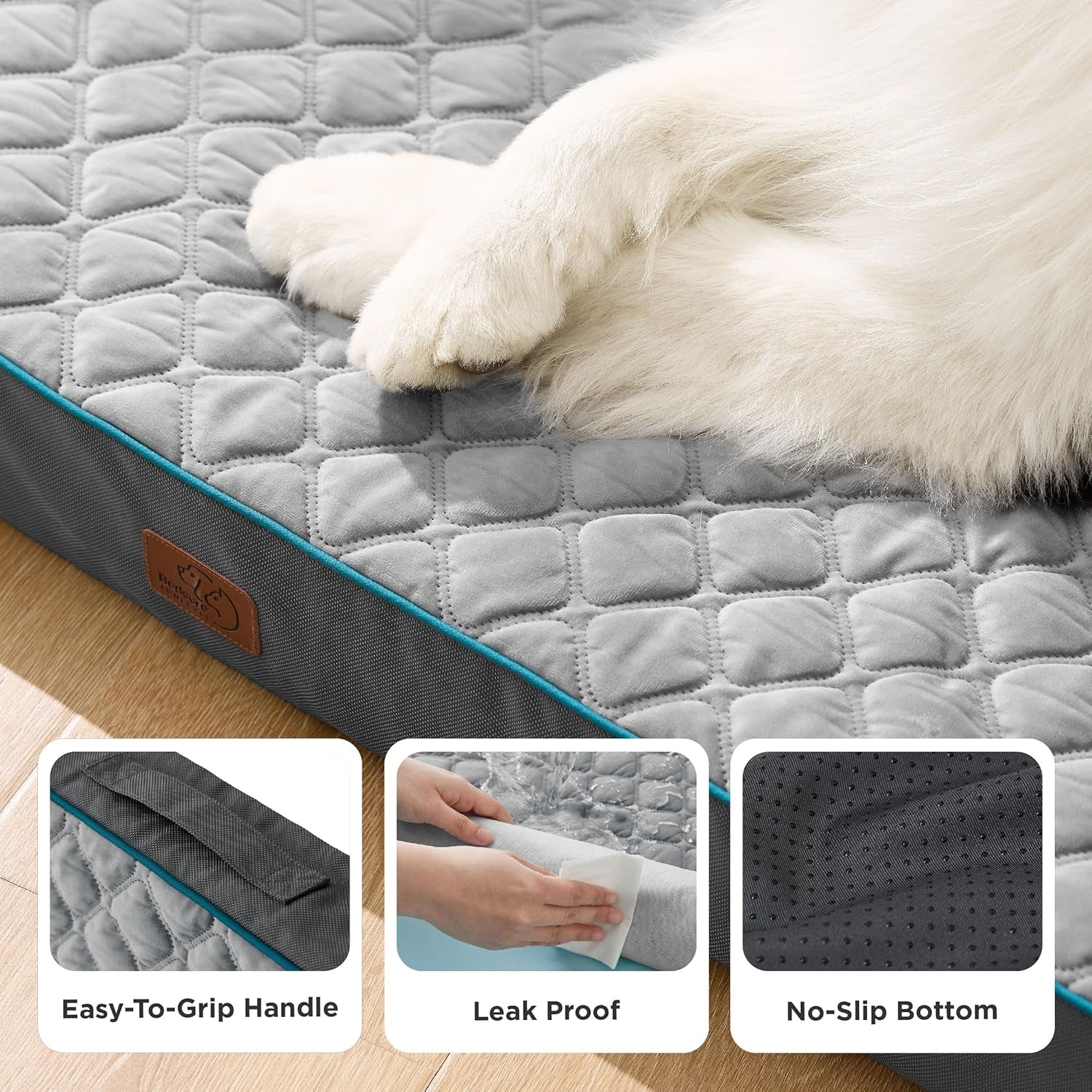 Orthopedic Dog Bed Large Sized Dog - Memory Foam Pet Mattress with Removable Washable Cover and Egg Crate Foam, Thick Flat Suitable for Pet up to 65 Lbs, 36X27X3.5 Inches, Grey