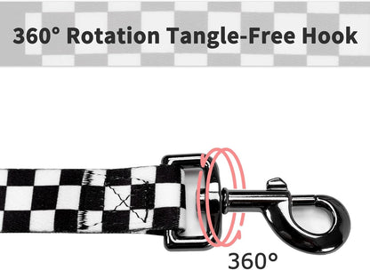 Dog Collar and Leash Set for Daily Outdoor Walking Running Training, Chess Board Design for Large Boys Girls Dogs Cats Pets, L-Up to 80LBS