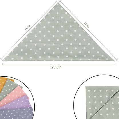 5-Piece Dog Bandanas, Washable Cotton Polka Dots, Reversible, Suitable for Small to Medium Dogs & Cats (Pink+Blue+Yellow+Purple+Green, 17.7 Inches)