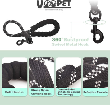 2/5 FT Strong Dog Leash with Soft Padded Handle and Highly Reflective Threads, Durable Dog Training Leash for Small Medium Large Heavy Duty Dogs Easy Control Dog Leads for Climbing Walking