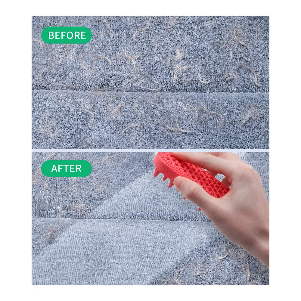 Dog Grooming Brush,  Silicone Dual Side Pet Bath Brush for Deshedding & Massaging, Hair Brush Comb for Pet, Puppy, Cats (Red)