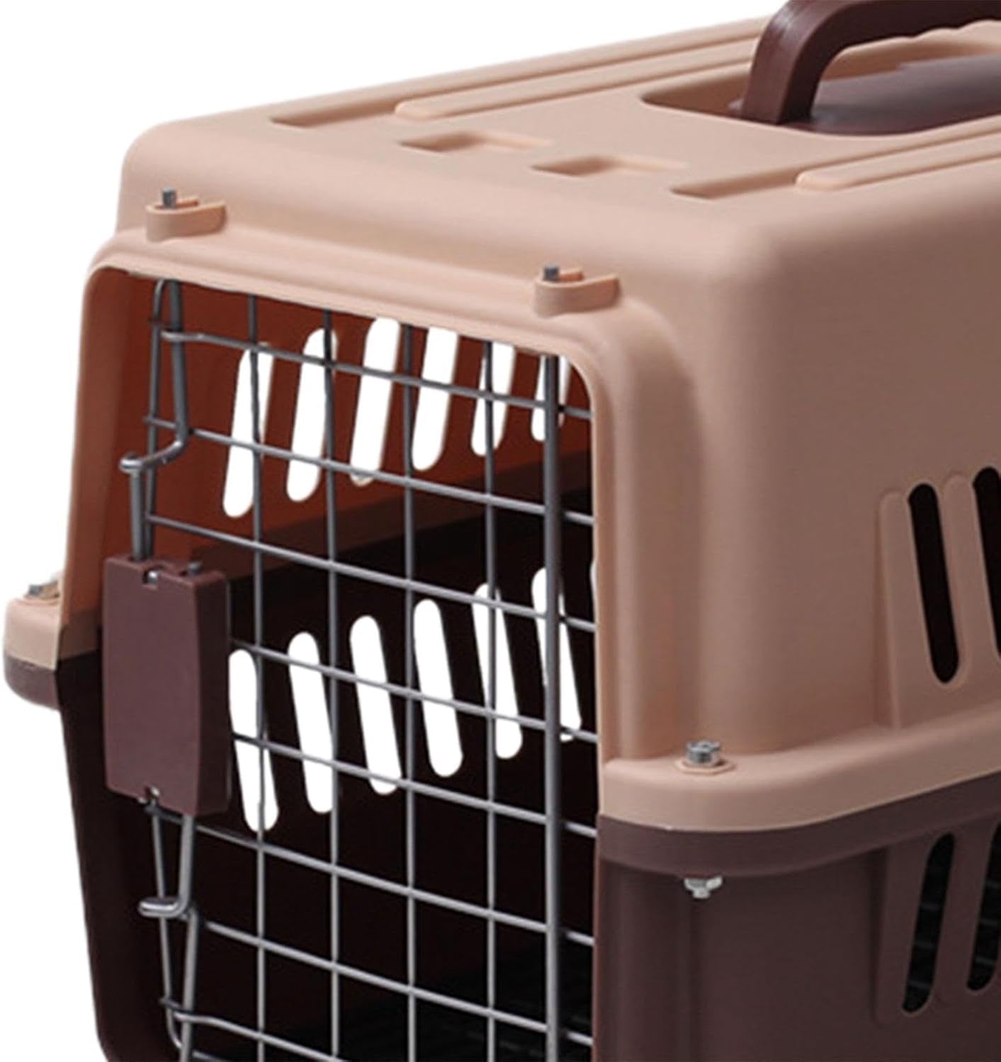 Pet Carrier Pet Travel Box Portable Hard Sided Pet Transport Cage Pet Carrier Crate Box for Tiny Dog Breeds Pet Store Biking, Brown