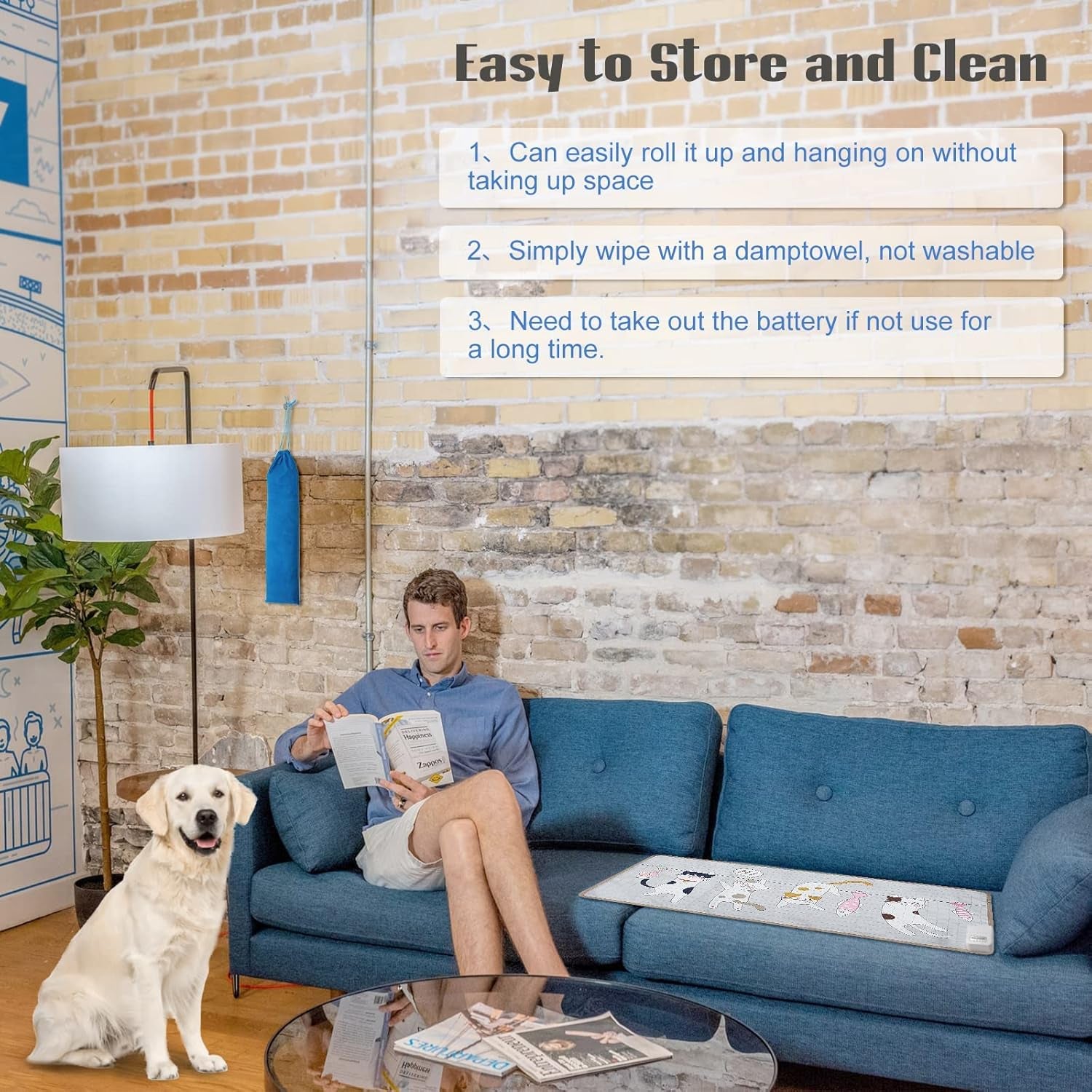 Pet Scat Training Mat, Electric Repellent Mat for Cats and Dogs, Furniture Protector Shock Pad for Couch, Counter, Bed-Cat Pattern