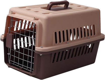 Pet Carrier Pet Travel Box Portable Hard Sided Pet Transport Cage Pet Carrier Crate Box for Tiny Dog Breeds Pet Store Biking, Brown
