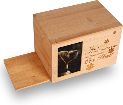 Cremation Urns for Ashes，Burly Wood Keepsake Urns for Dogs Ashes,Pet Memorial Keepsake Urns,Wood Urn,Photo Box Pet Cremation Urn