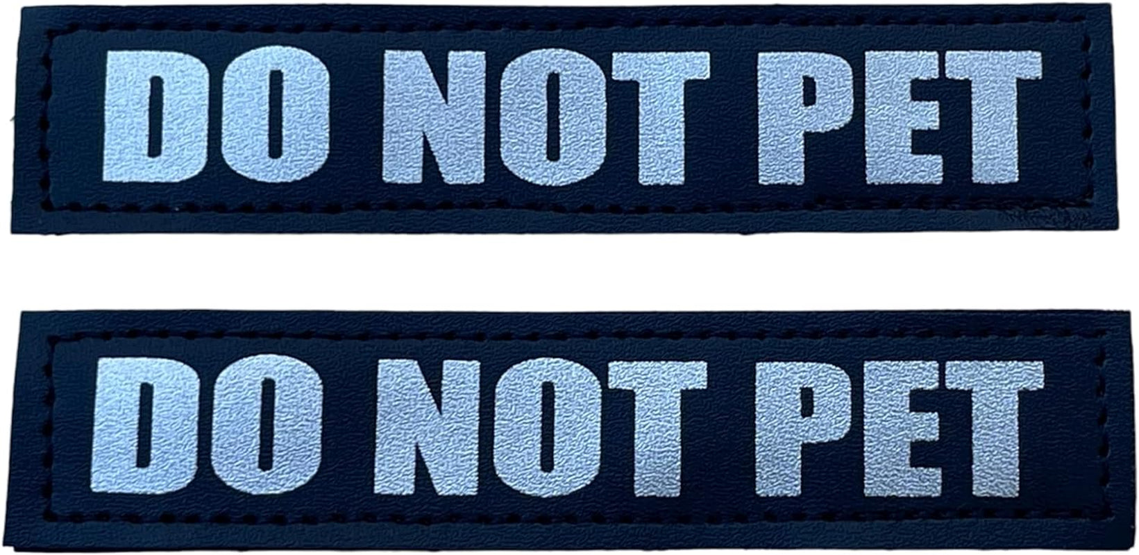 Reflective Do Not Pet Patches with Hook Backing for Service Animal Vests/Harnesses XXS or Extra Small (3.5 X 1) Inch