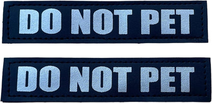 Reflective Do Not Pet Patches with Hook Backing for Service Animal Vests/Harnesses XXS or Extra Small (3.5 X 1) Inch